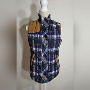 Bob Timberlake plaid and suede vest women's size small